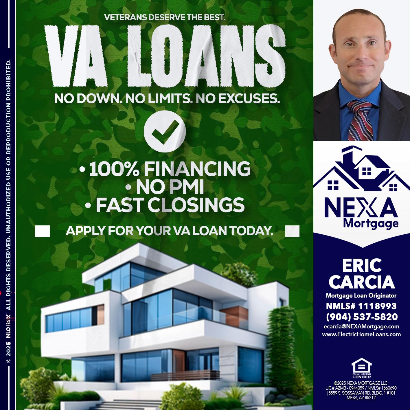 VA LOANS - Eric Carcia -Mortgage Loan Originator