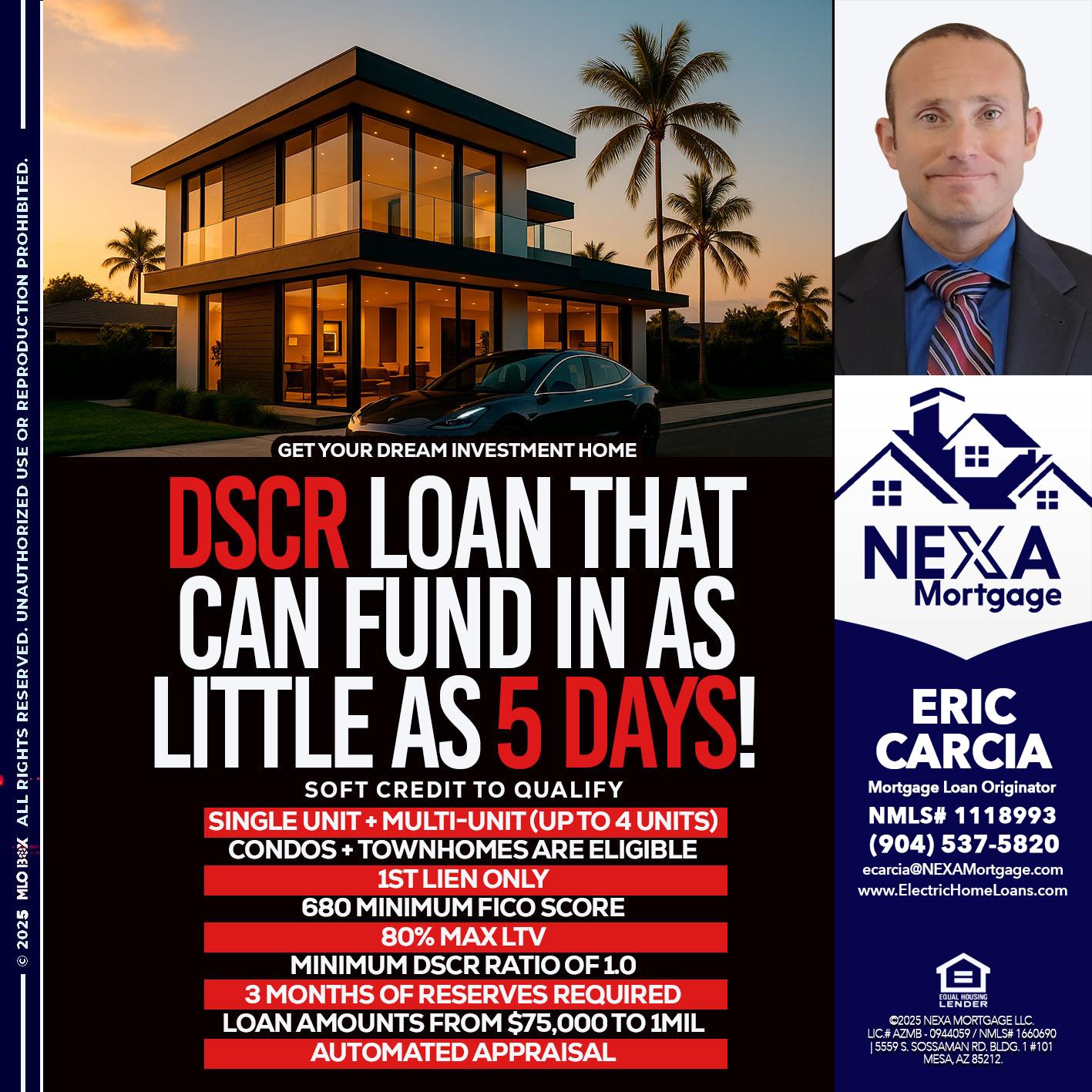 DSCR LOAN - Eric Carcia -Mortgage Loan Originator