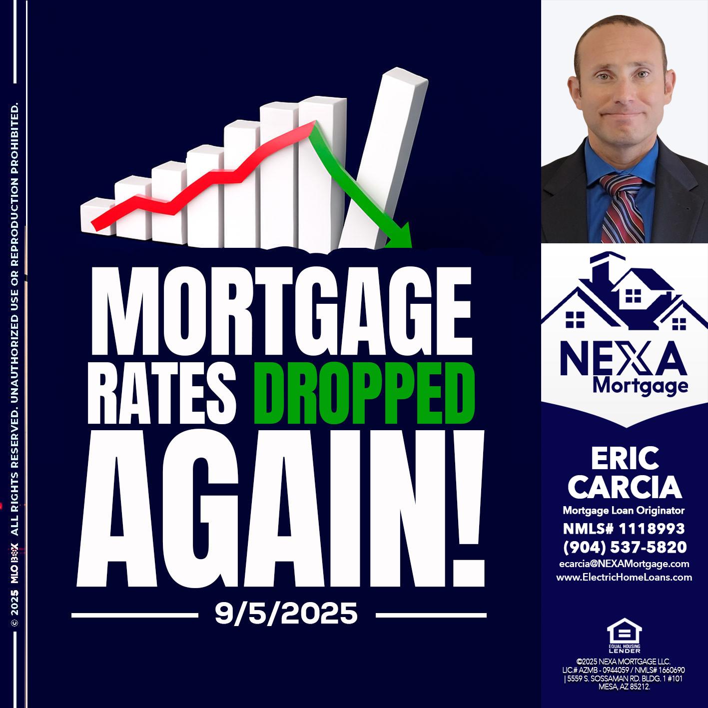 RATES DROP - Eric Carcia -Mortgage Loan Originator