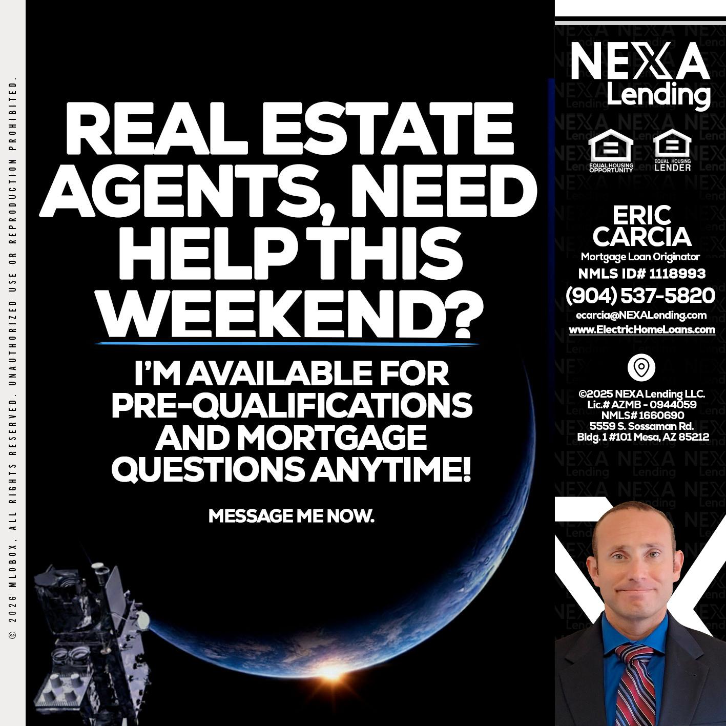 REAL ESTATE AGENTS - Eric Carcia -Mortgage Loan Originator