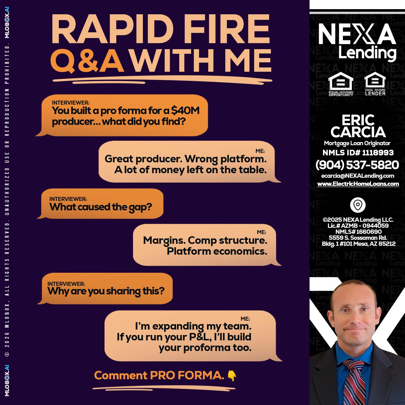 RAPID FIRE - Eric Carcia -Mortgage Loan Originator
