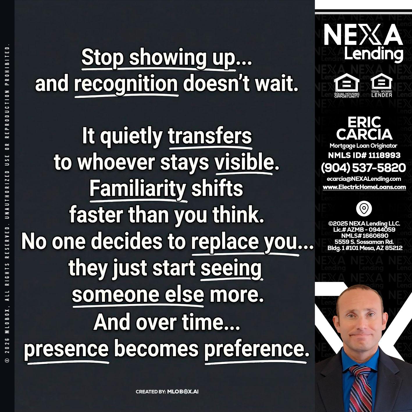 STOP SHOWING - Eric Carcia -Mortgage Loan Originator