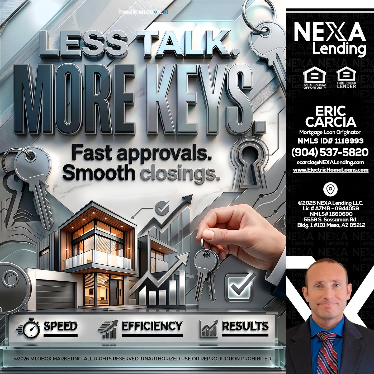 LESS TALK, MORE KEYS! - Eric Carcia -Mortgage Loan Originator