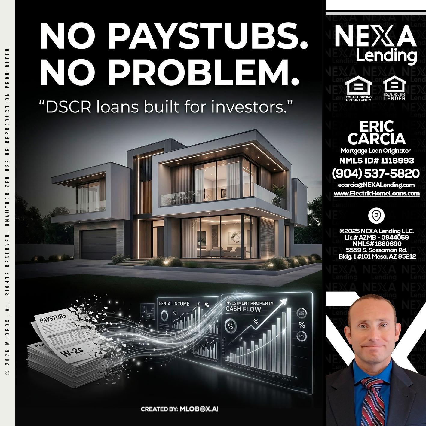 no paystub - Eric Carcia -Mortgage Loan Originator