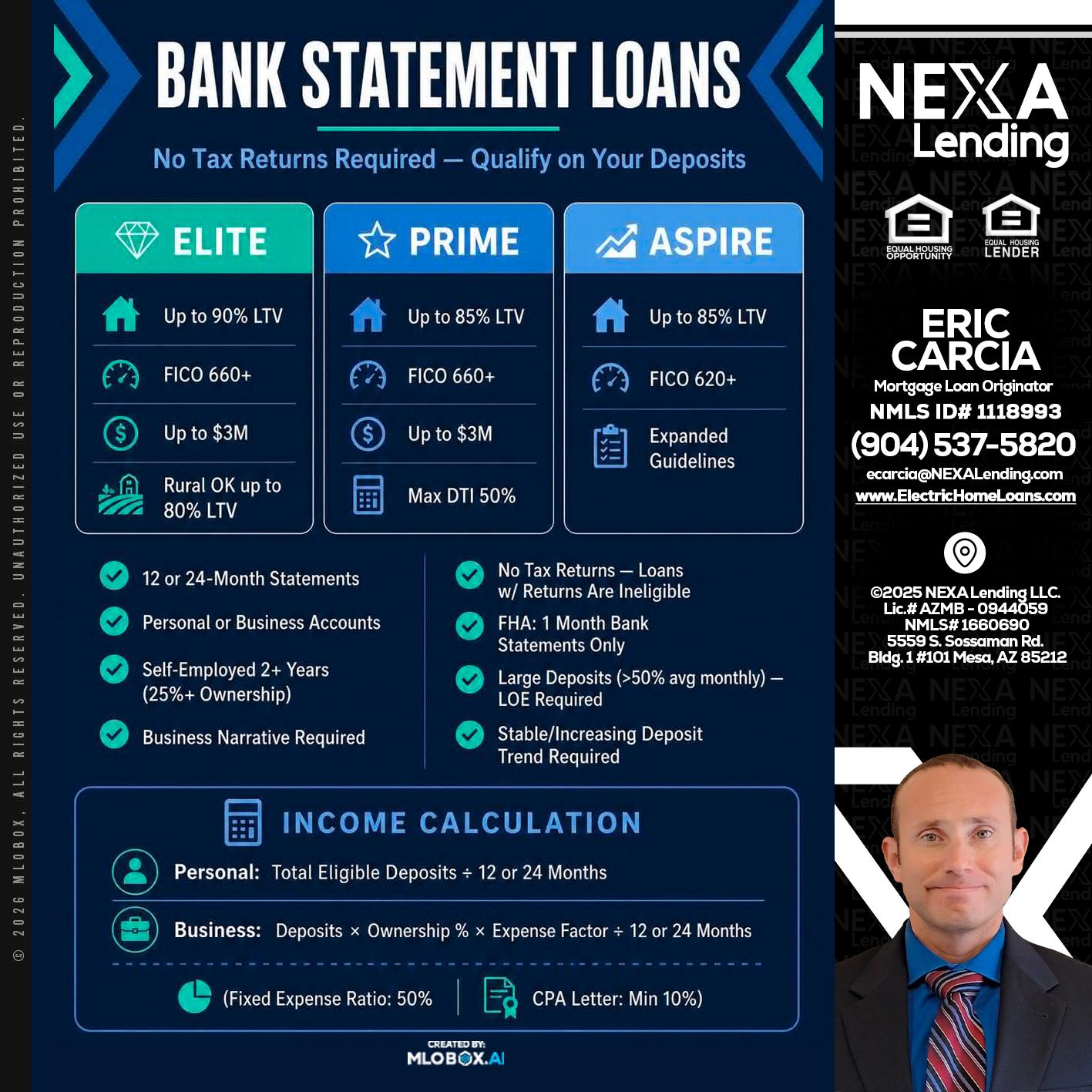 BANK STATEMENT - Eric Carcia -Mortgage Loan Originator